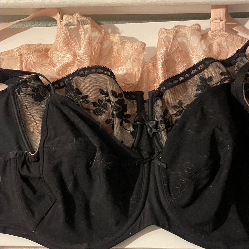 Chantelle Black and Peach Lace Bra